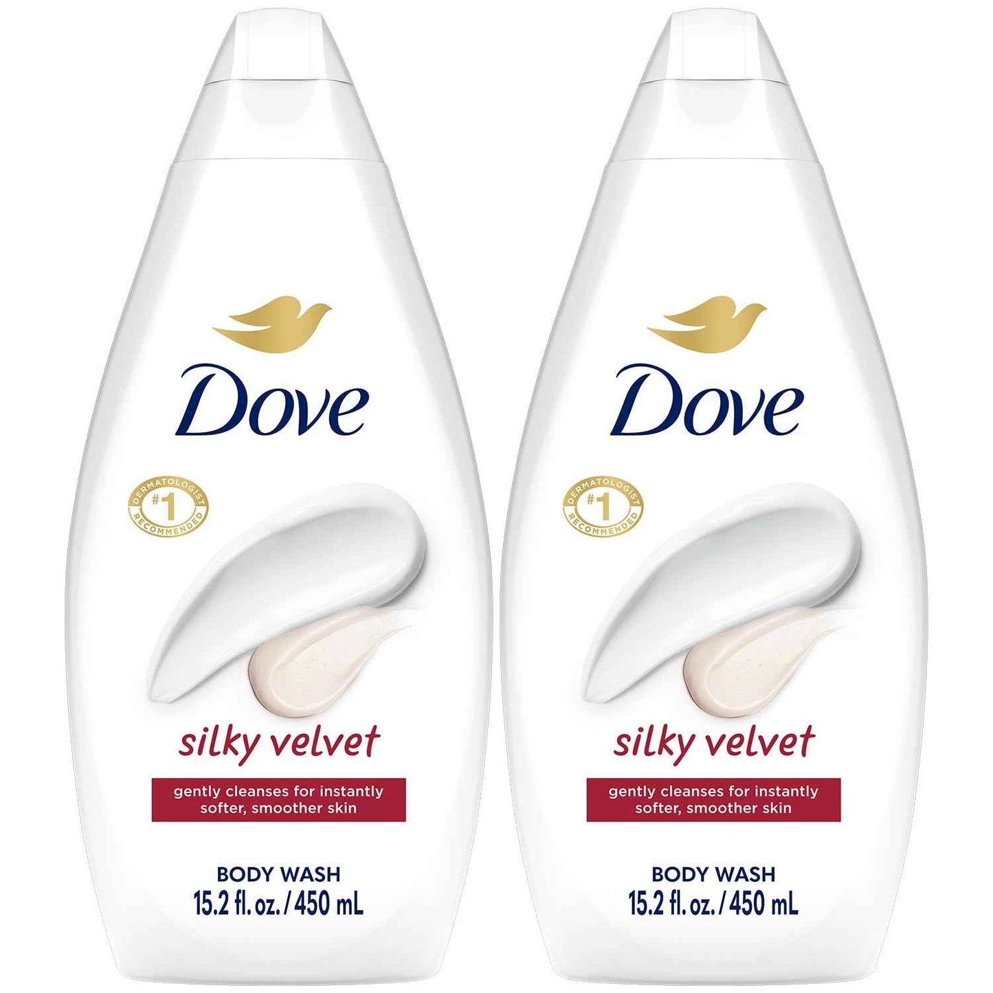 Dove Body Wash, Silky Velvet 2-Pack – Luxurious Moisturizing Cleanser for Smooth, Soft Skin, 15.22 Oz Ea