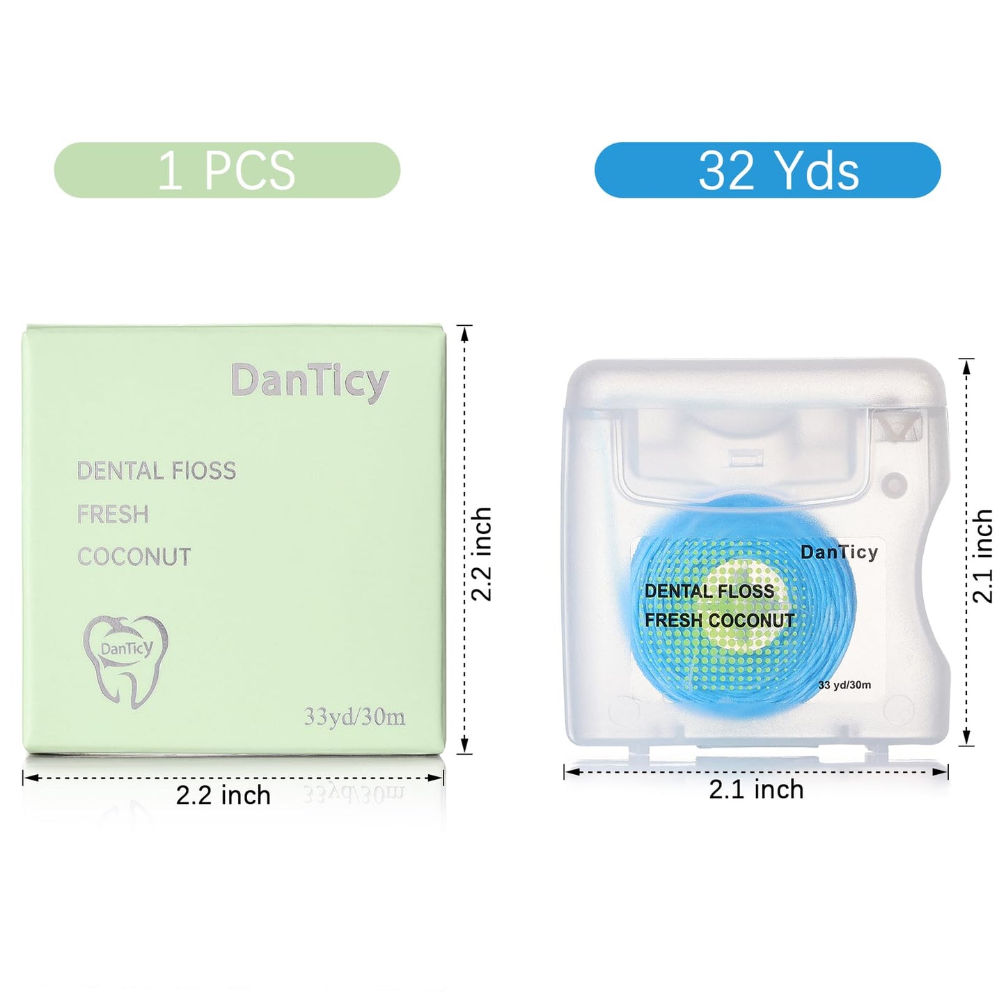 Coconut-Oil Infused Woven Dental Floss,Deep Clean Natural Vegetable Waxed Floss,Extra Wide Cleaning and Slides Smoothly & Easily,PFAS Free | Coconut Flavored(33 Yds x 1 Unit)