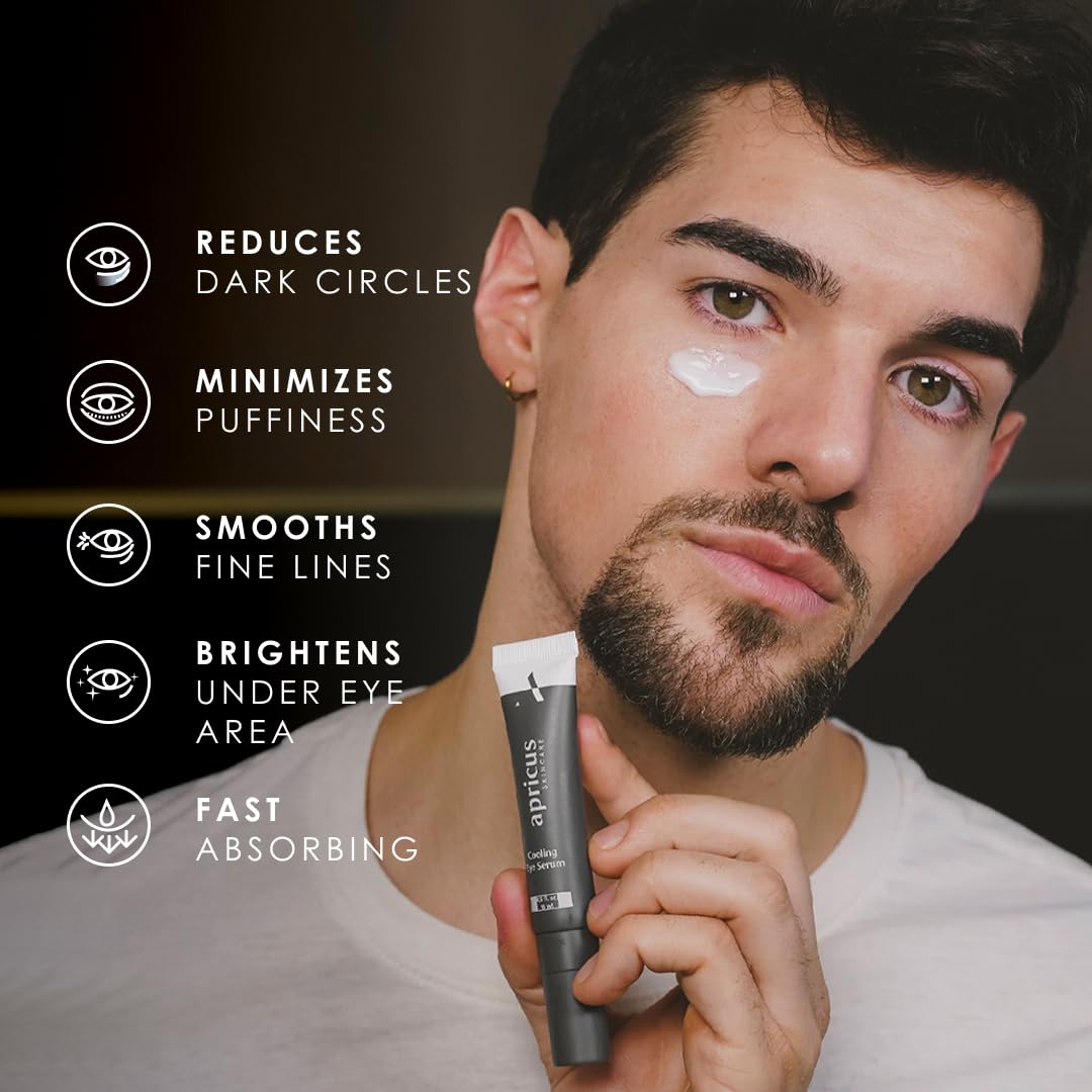 Apricus Eye Serum - Caffeine Peptide Formula for Dark Circles, Puffiness & Fine Lines | Lightweight Anti-Aging Treatment
