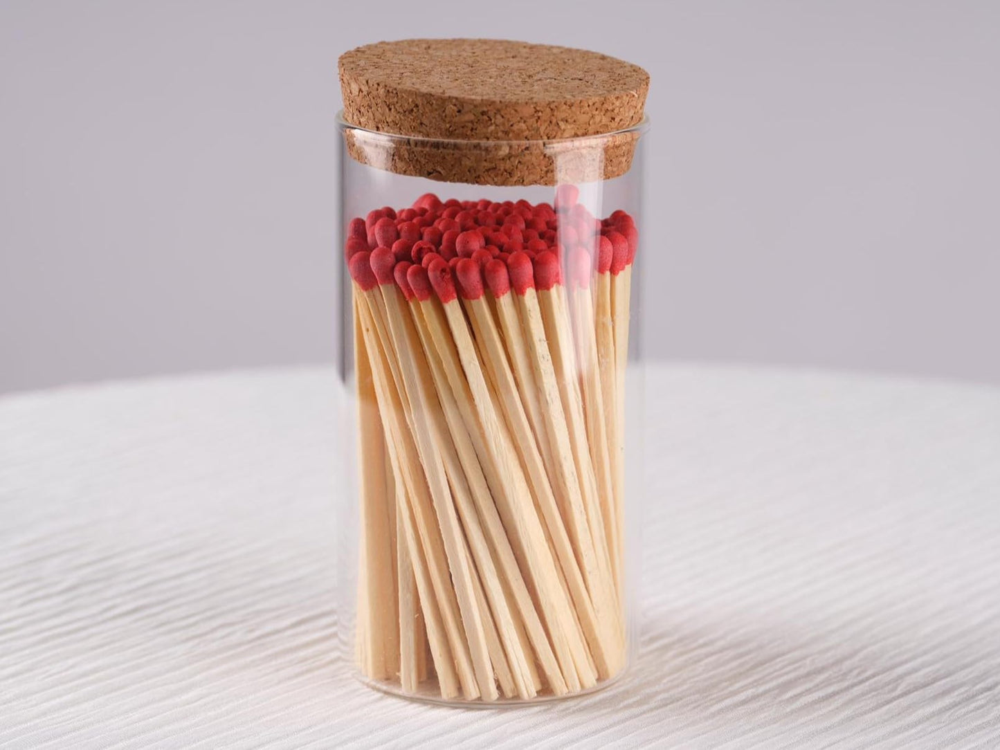 Meya Luxury Colored Safety Matches | 4-Inch Long Matches in Glass Jar | Perfect for Lighting Candles | 150 PIECES | 10 CANDLES AND EXTRA EMPTY JAR GIFT (RED)