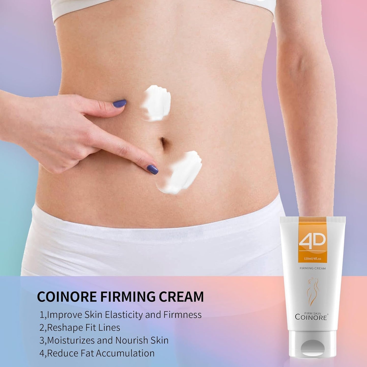 B Flat Belly Firming Cream - Fast Absorbing Moisturizer Firming, Tightening Cream for Belly, Thigh & Buttocks for Women & Men, 4.0 Fl Oz