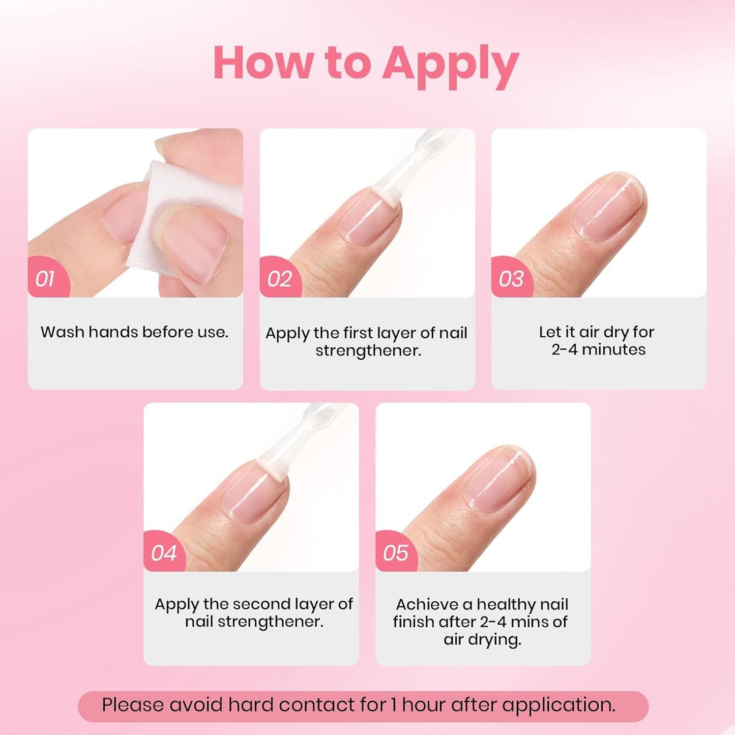 Beetles Nail Strengthener - Air Dry Pink Neutral Nail Polish for Thin Nails | Growth Treatment