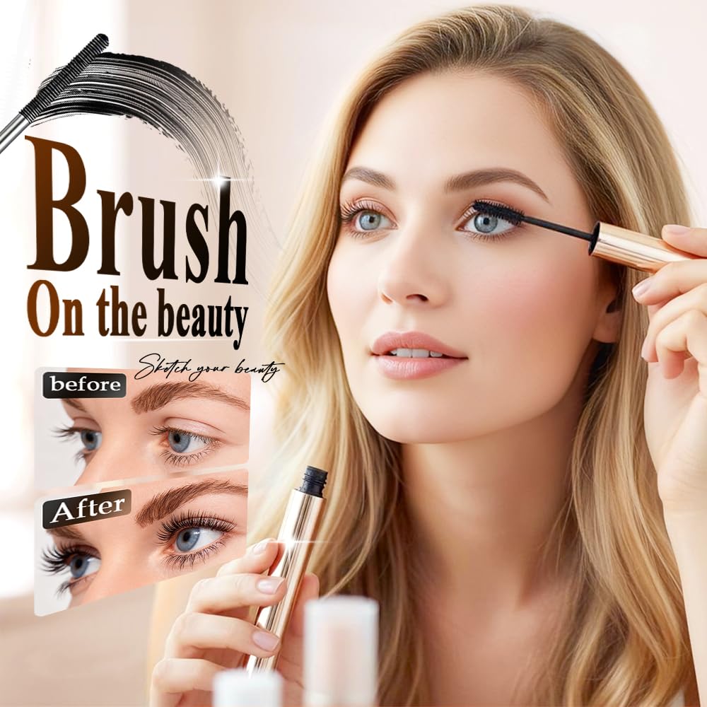 Ultra-Fine Lengthening Waterproof Quick-Dry Mascara, Waterproof Quick Drying Curling Mascara, Wand Mascara, 3D Curling Eyelash Long, Lasting Smudge-Proof No Clumping (Black)