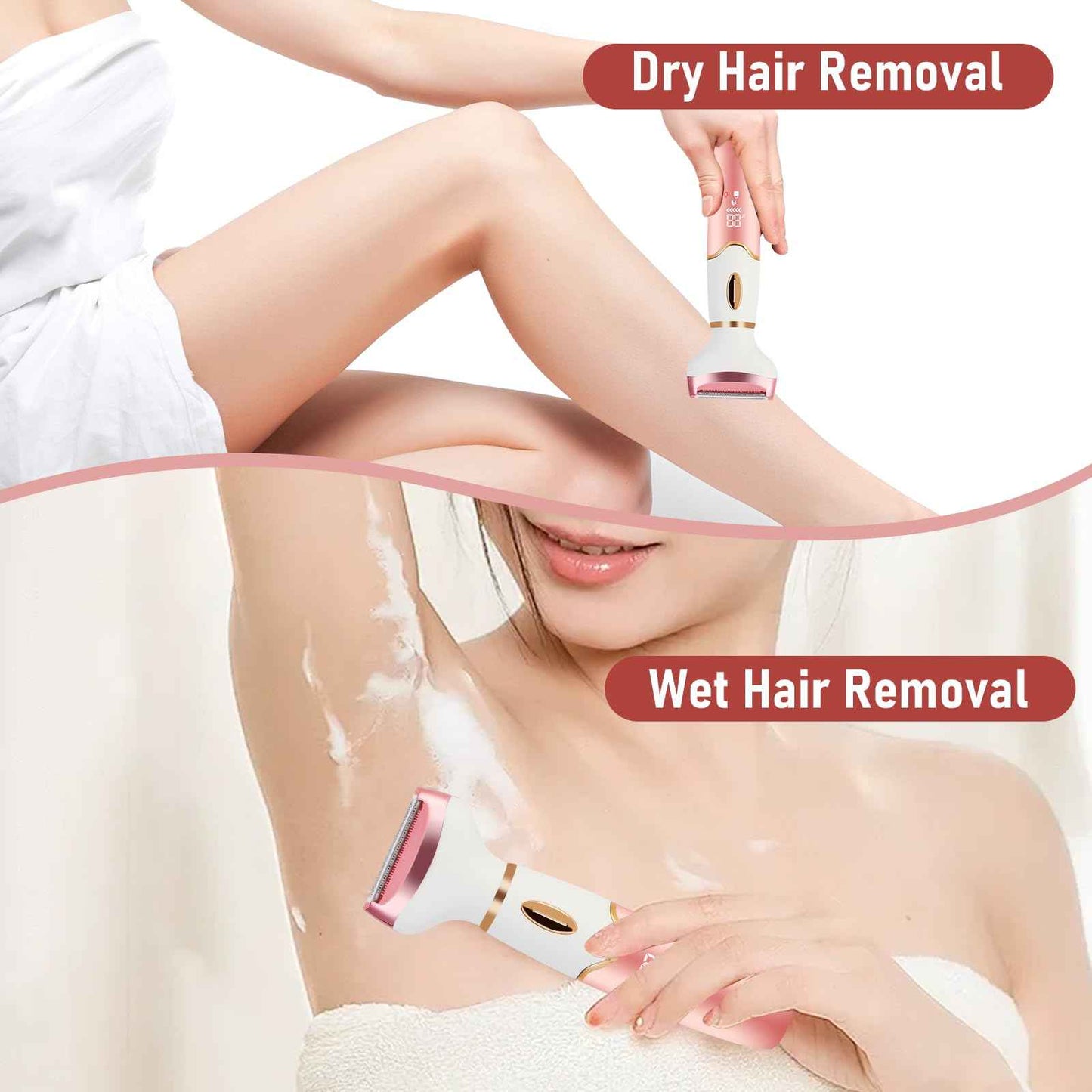 Women Electric Razors Shavers, Lady Bikini Trimmer 4 in 1 Electric Shaver Razor for Women Waterproof Wet/Dry Face Razors for Nose Eyebrow Arms Underarm Legs Pubic Area Painless Facial Hair Removal