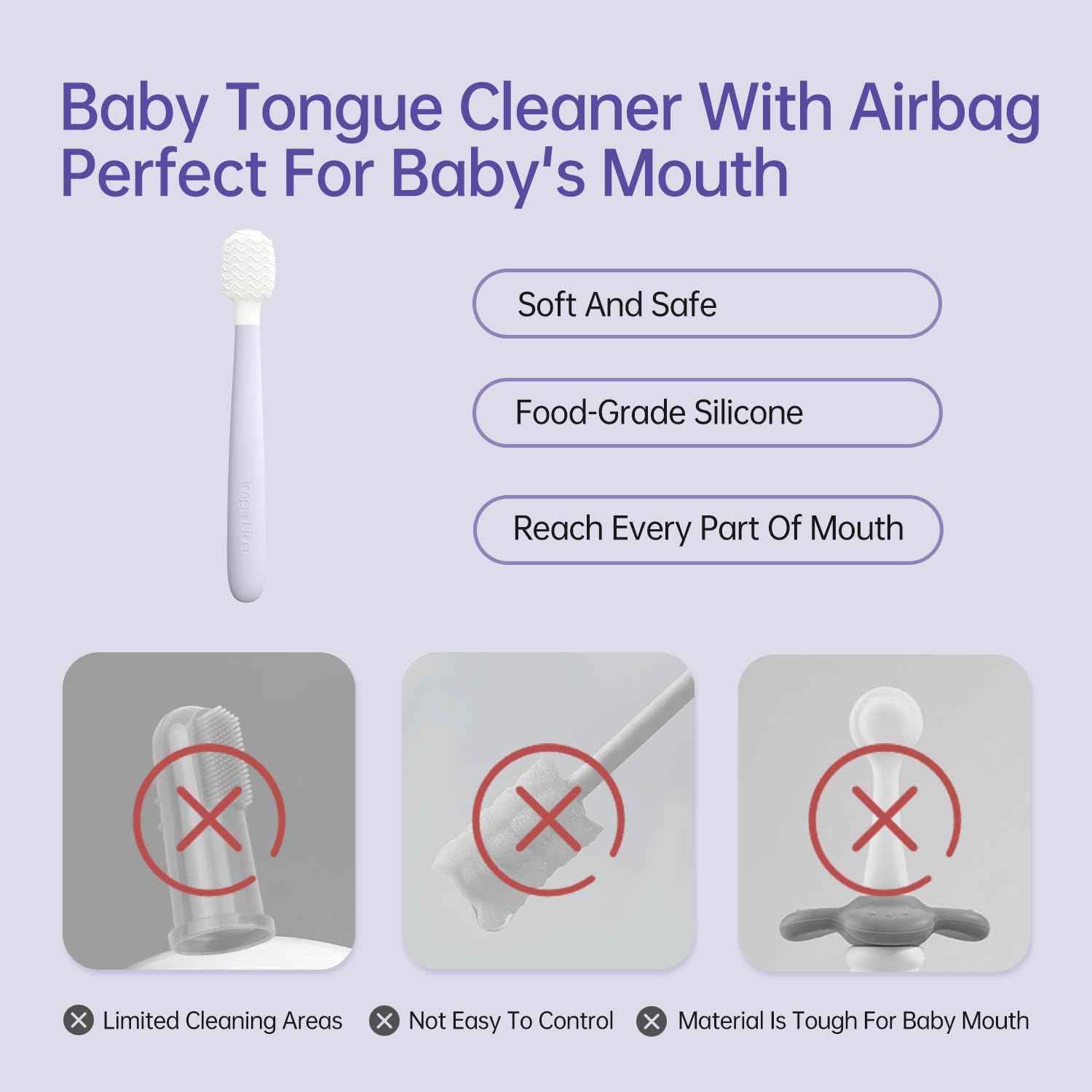 Tongueclear Kids Tongue Scraper, Tongue Cleaner for Infant & Newborn, Baby Oral Cleaner Newborn, Toddler Toothbrush for Tooth Mouth Gum Clean, Infant Toothbrush Oral Cleaning Stick…