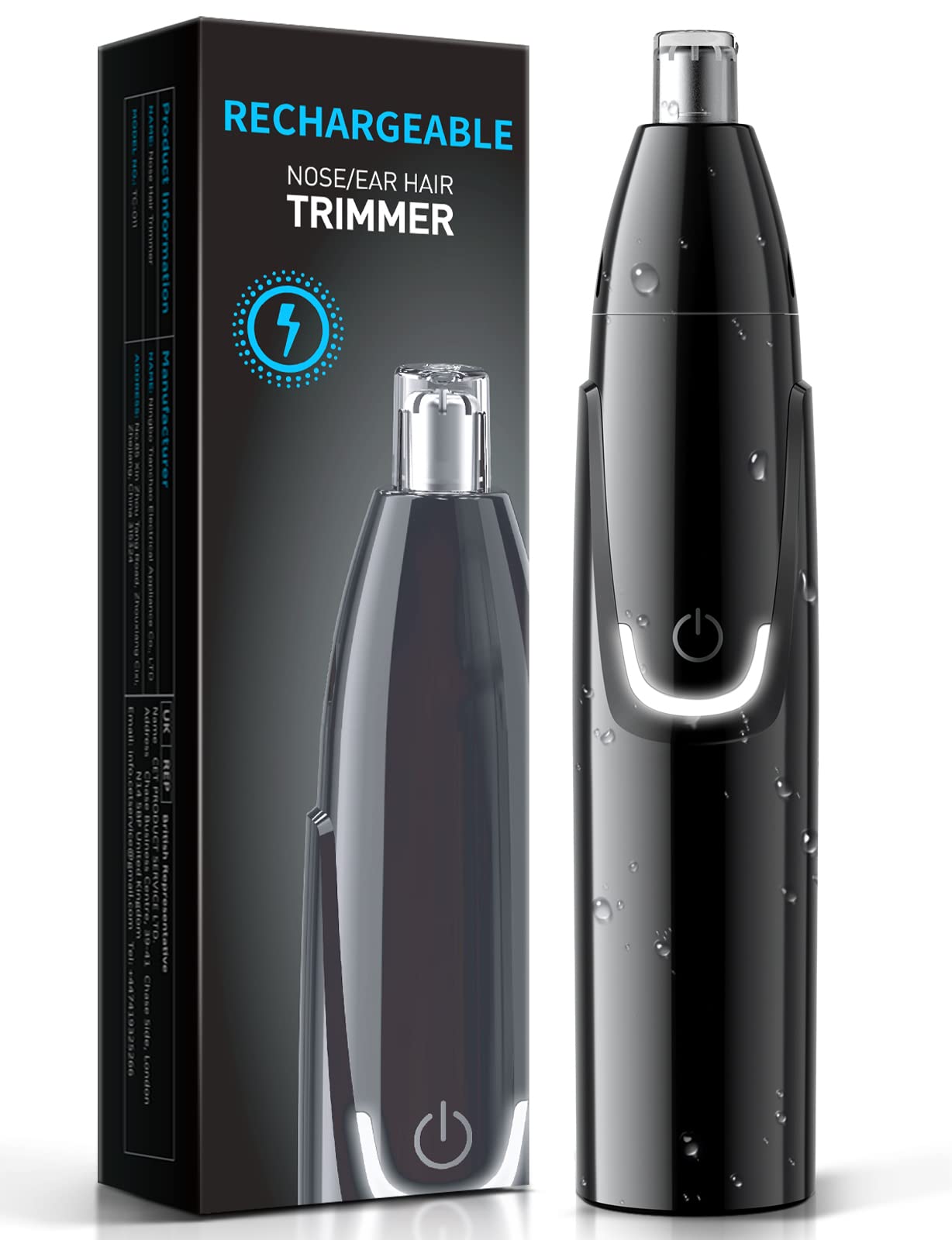 ZORAMI Rechargeable Ear and Nose Hair Trimmer - 2026 Professional Painless Eyebrow & Facial Hair Trimmer for Men Women, Powerful Motor and Dual-Edge Blades for Smoother Cutting Black