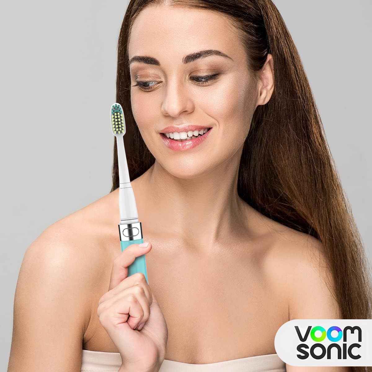 Voom Sonic 2-Pack Hers & His Go 1 Series Travel Electric Toothbrush (Black+Blue), Travel Toothbrushes - Battery Operated Toothbrush for Adults & Kids, Dentist Recommended Toothbrush,