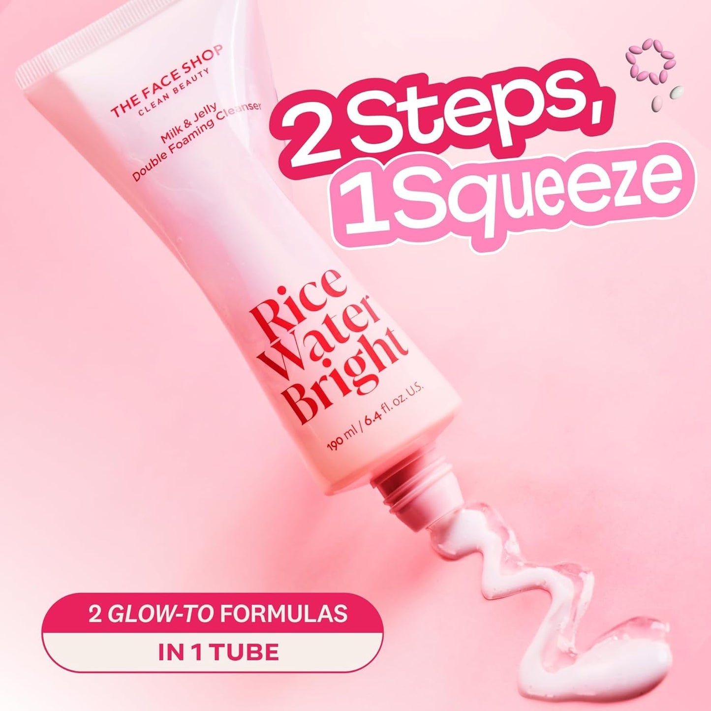 THE FACE SHOP Rice Water Bright Milk & Jelly Double Cleanser, 2-in-1 Makeup Remover & Face Wash, Hydrating, Moisturizing, Korean Skin Care, Vegan, 6.4 fl. oz.