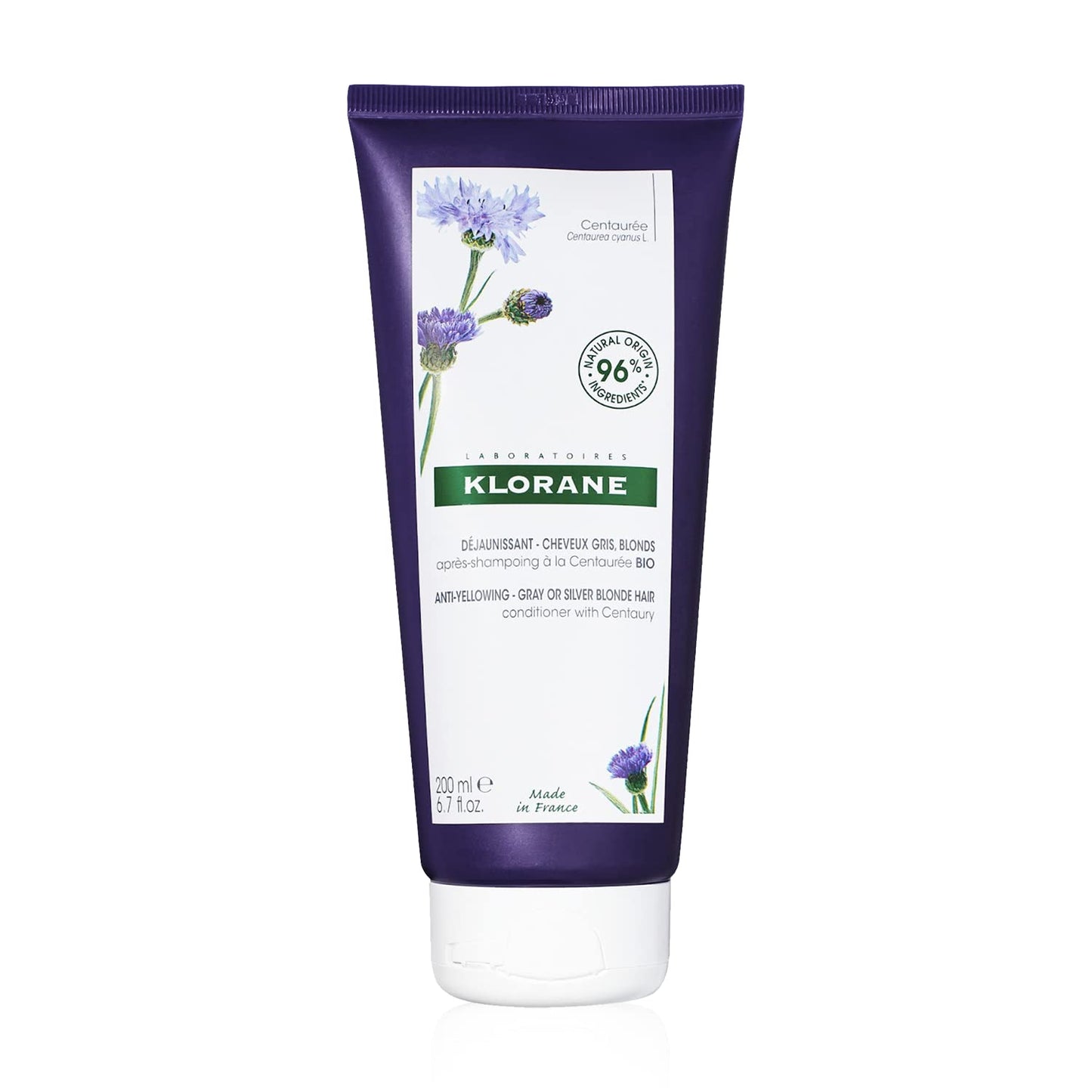 Klorane Plant-Based Purple Conditioner - Brightens Blonde & Gray Hair | 6.7 fl. oz.