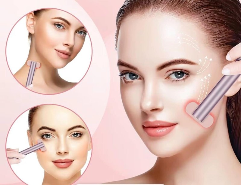 4-in-1 Facial Device with Red Light Therapy – Anti-Aging, Skin Rejuvenation, Pore Cleaner, Microcurrent Tool – USB Rechargeable & Travel-Friendly