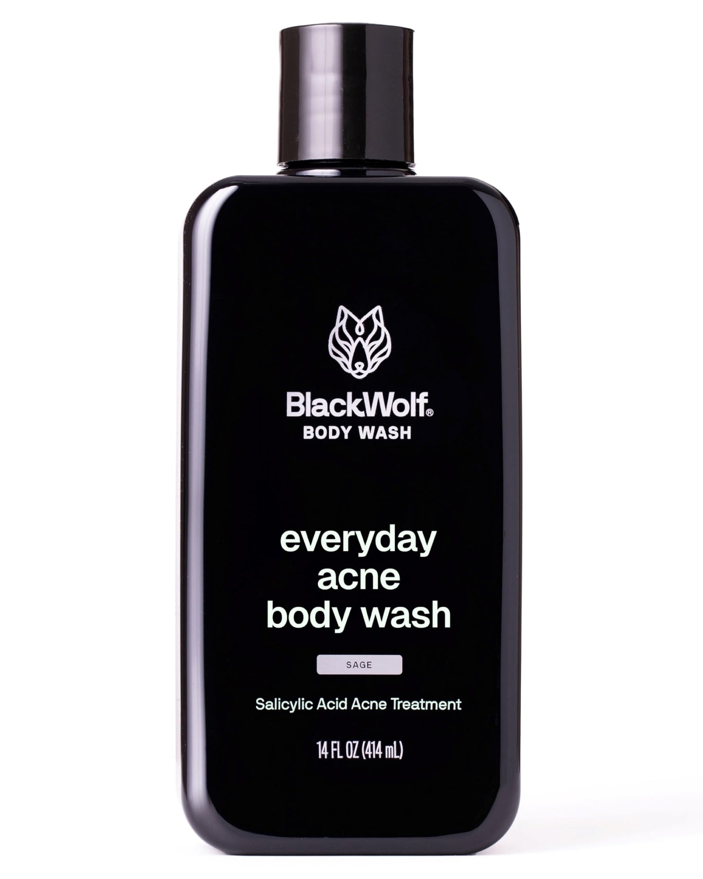 Black Wolf Salicylic Acid Body Wash for Men, 1 Liter - Men's Acne Body Wash - Charcoal Helps Reduce Acne Breakouts & Cleanse Your Skin - Full Coverage & Deep Clean Treatment - Men's Bodywash