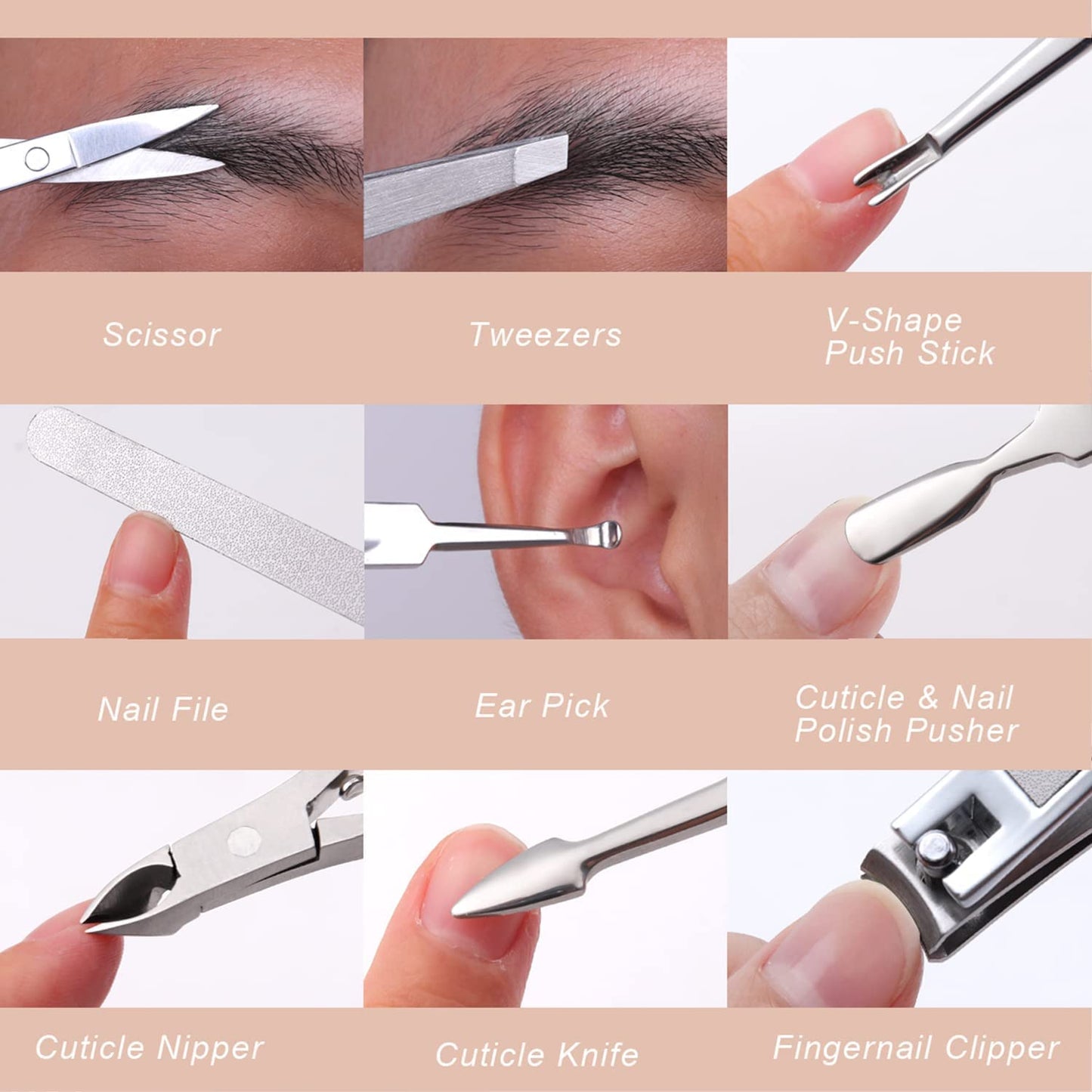 Professional Manicure Set - 11 in 1 Nail Kit for Men & Women | Stainless Steel Grooming Tools, 13 Pieces
