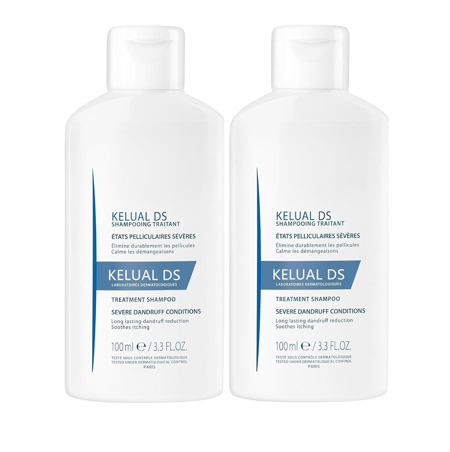 KELUAL DS Anti-Dandruff Shampoo, Treatment Shampoo for Severe Dandruff, Long-Lasting Relief, 3.3 Fl Oz (2 Pack)
