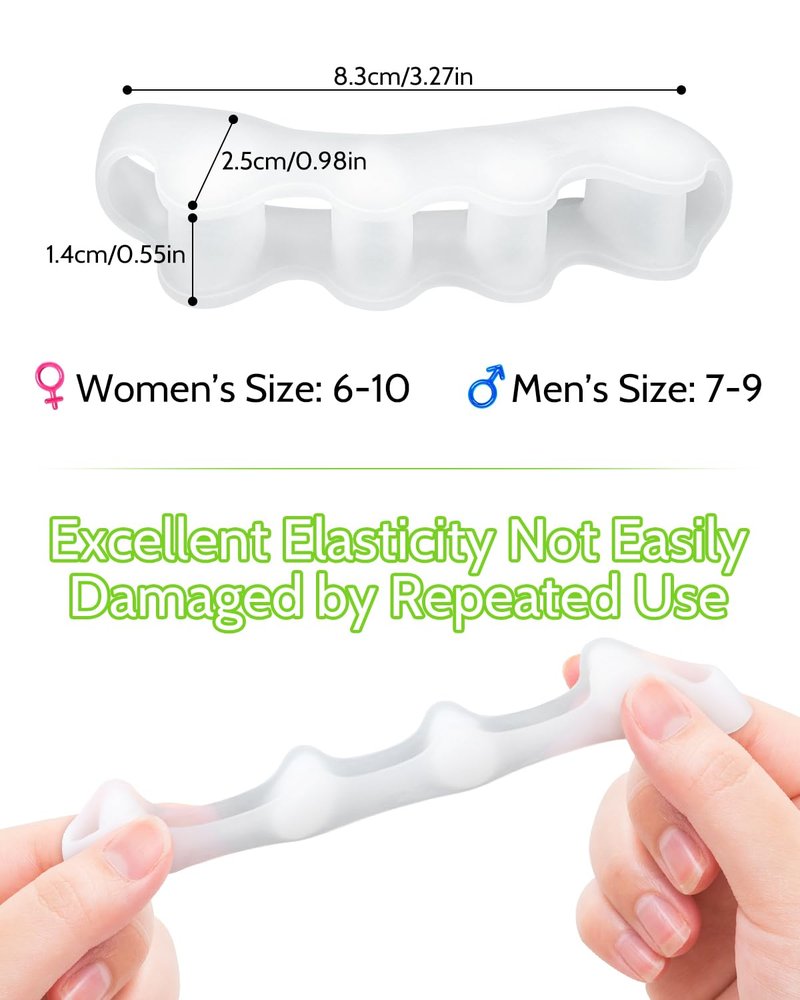 JOKHUE Silicone Toe Separators Spacers for Women and Men Bunion Corrector, Overlapping Toes Spreaders,Stretchers for Relieving Feet Plantar Fasciitis (White)