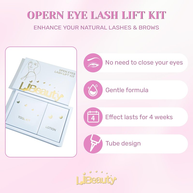 Libeauty Lash Lift Kit with Lash Glue Balm Eyelash Lift Kit & Brow Lamination Kit New Lash Lifting Pads Last Up 4-6 Weeks Tubular Precision Design Curling Perming Lotion & Liquid Set Home Perm Kit