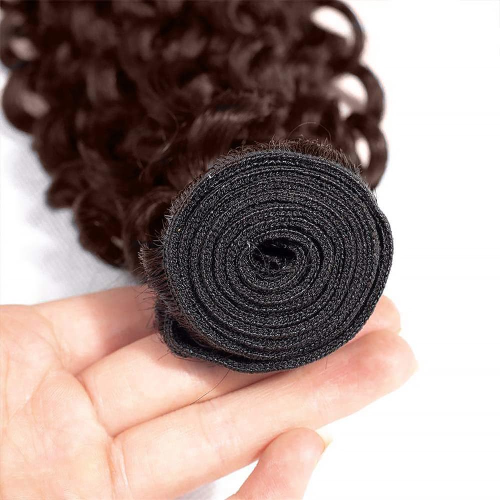 Human Hair Bundles Water Wave Color #4 Chocolate Brown Wet and Wavy Unprocessed Native Virgin Raw Trippy Hair Extensions 3 Bundles 14 16 18 Inch Quick Weave Weft for Black Woman