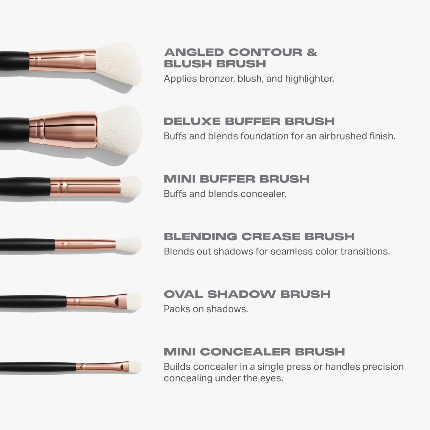 Morphe Makeup Brushes Set - 6-Piece Eye & Face Brush Collection | Synthetic Bristles & Brush Case Included