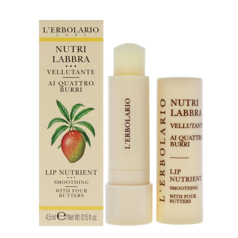 L'Erbolario Lip Nutrient - Smoothing Lip Stick with Four Butters - Softness and Suppleness for Lips - Moisturizing and Replenishing Lip Care - Lip Balm for Dry and Cracked Lips - 0.15 oz