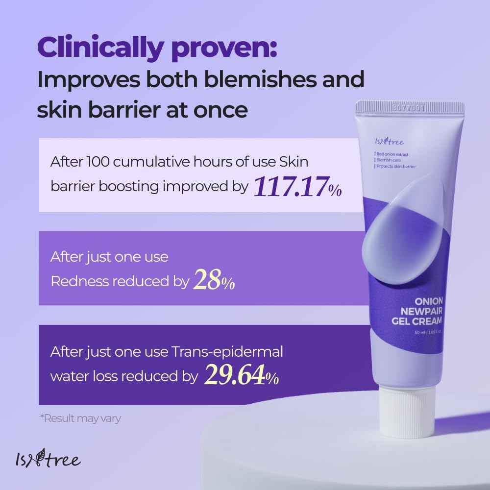 IsNtree Onion Newpair Gel Cream 50ml 1.69 fl.oz - Soothing Care | 3‑Layer Hyaluronic Acid| Moisturizing | 71 % Red Onion Extract | Non-Sticky & Non-Greasy l Skin hydration I Korean Skincare