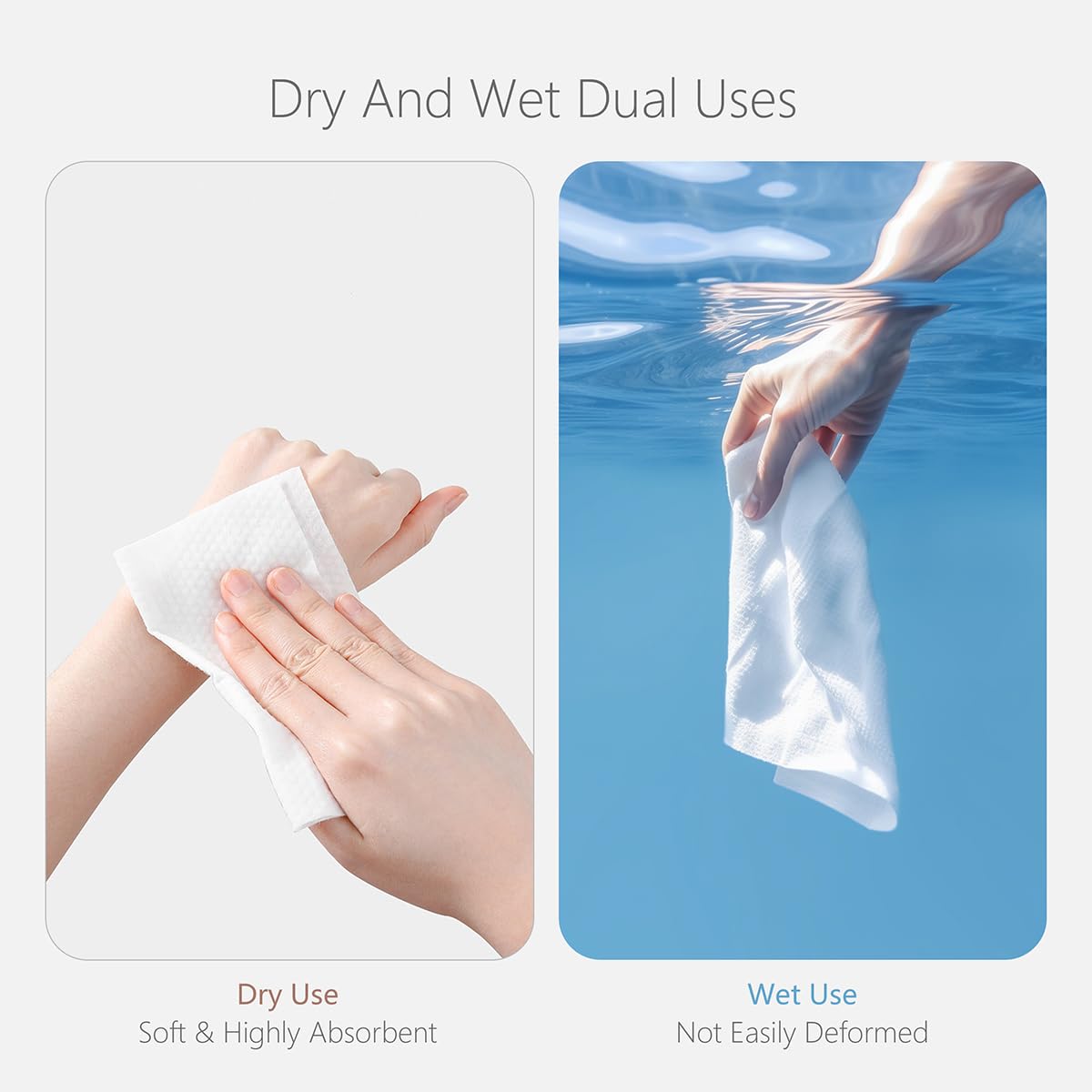 vuacepe Disposable Cotton Facial Towels, 600 Count Biodegradable Soft Dry Facial Tissue, Face Drying Towels for Skin Care, Makeup Remover, Disposable Face Cloths