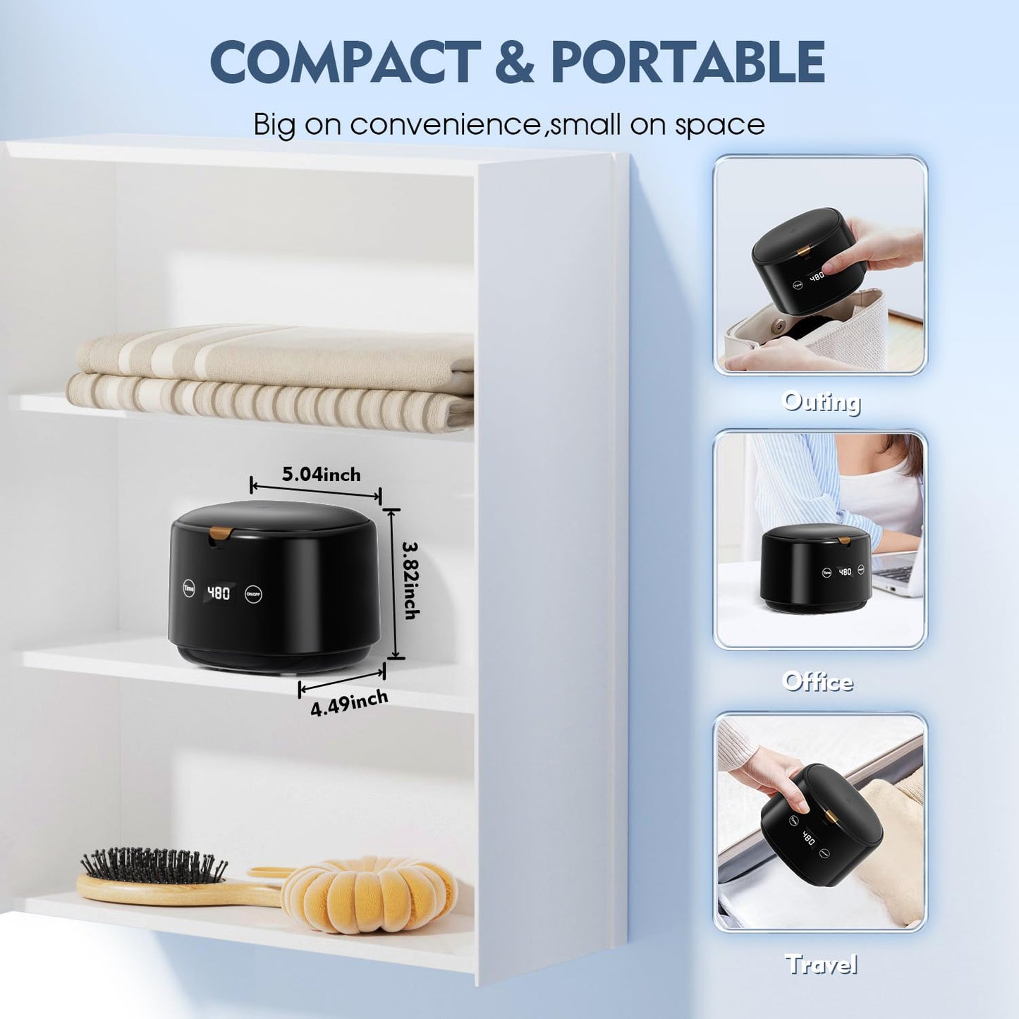 Ultrasonic Retainer Cleaner - 45kHz Sonic Dental Cleaning Machine for Dentures, Mouth Guards & Jewelry | 5 Modes, Black