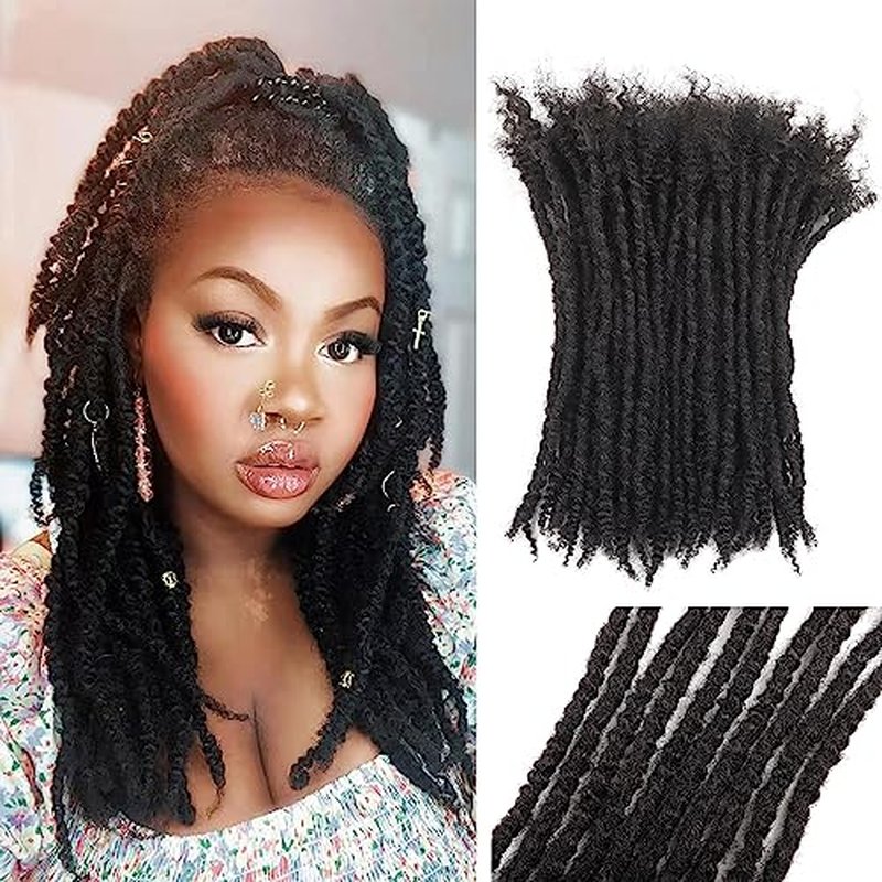 Textured Loc Extensions Human Hair, 100% Real Human Hair Dreadlock Extensions Handmade Permanent loc Extensions (#Natural Black - 0.8cm, 10 Inch 40 Strands)