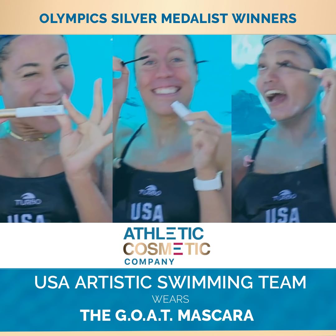 The G.O.A.T. Waterproof & Sweatproof Mascara – Made for Athletes, Sport-Ready, Long-Wear, Smudge-Proof, Volumizing, Lengthening, Vegan, Clean Mascara with Peptides & Hyaluronic Acid.
