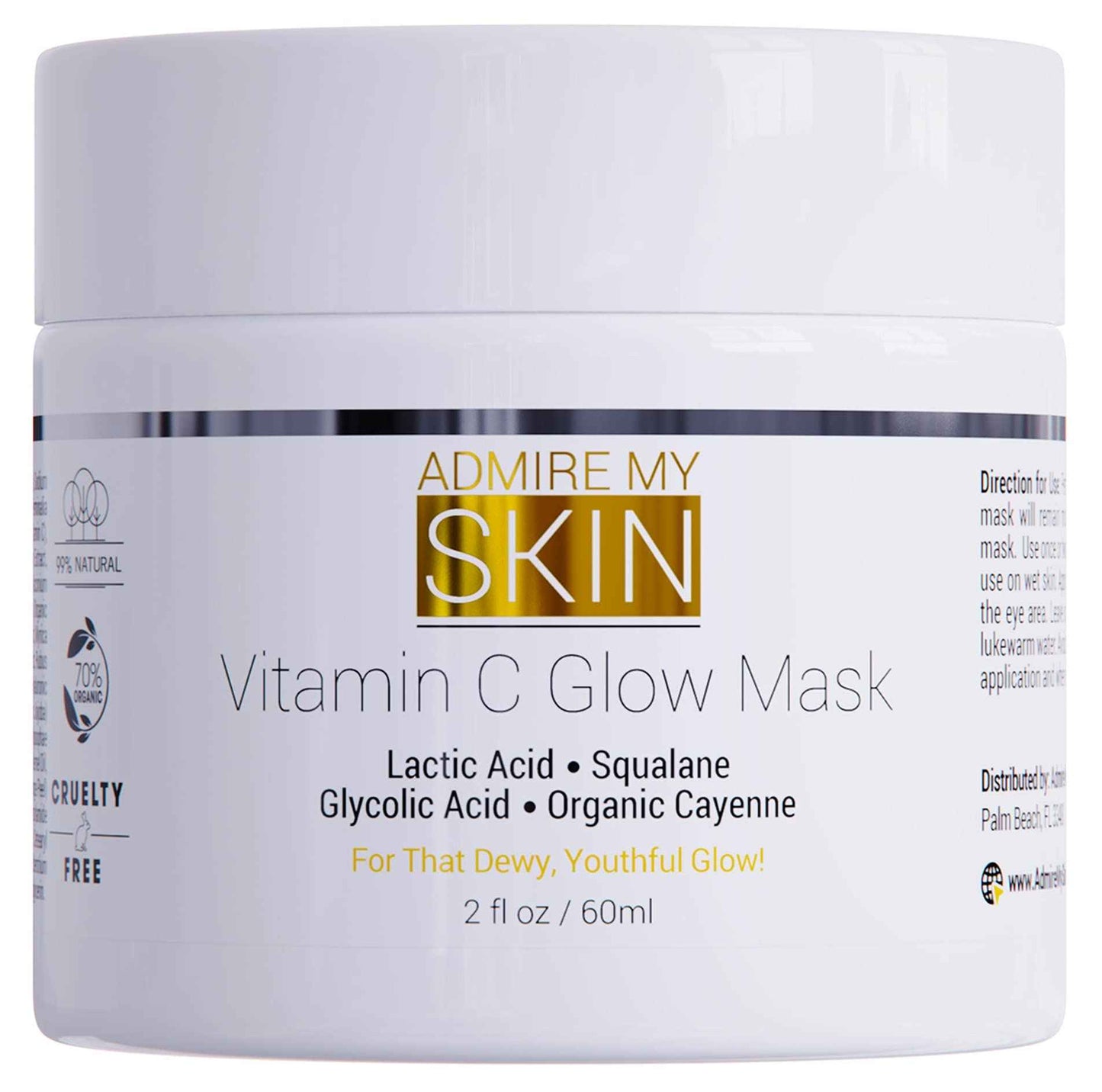Vitamin C Mask for Face – Brightening Face Masks Skin Care Contains Glycolic Acid and Lactic Acid + Squalane Oil – Hydrating Beauty Face Mask for Glowing Youthful Skin and Smooth Even Skin Tone 2oz