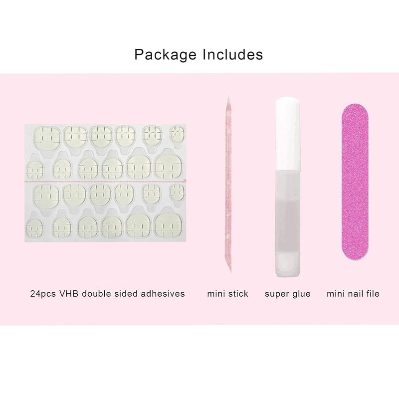 Press On Nails - 24 Pcs Long Kawaii Light Pink Gel Nails for DIY Manicure | Perfect for Girls