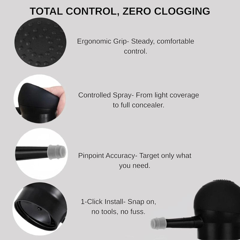 Hair Building Fibers - Thicker Fuller Hair & Beard Enhancer | 2-in-1 Kit with Spray Applicator (Black)