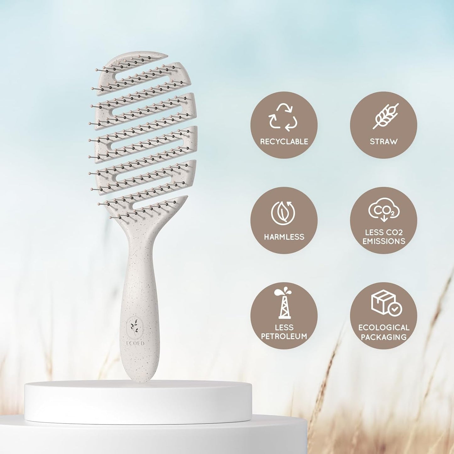 Detangler Hairbrush, Vented Detangling Brush for Straight, Wavy,Curly and Fine Hair, Dry and Wet, Quick Smoothing for Women and Men, Eco-Friendly & Sustainable Material (Green)