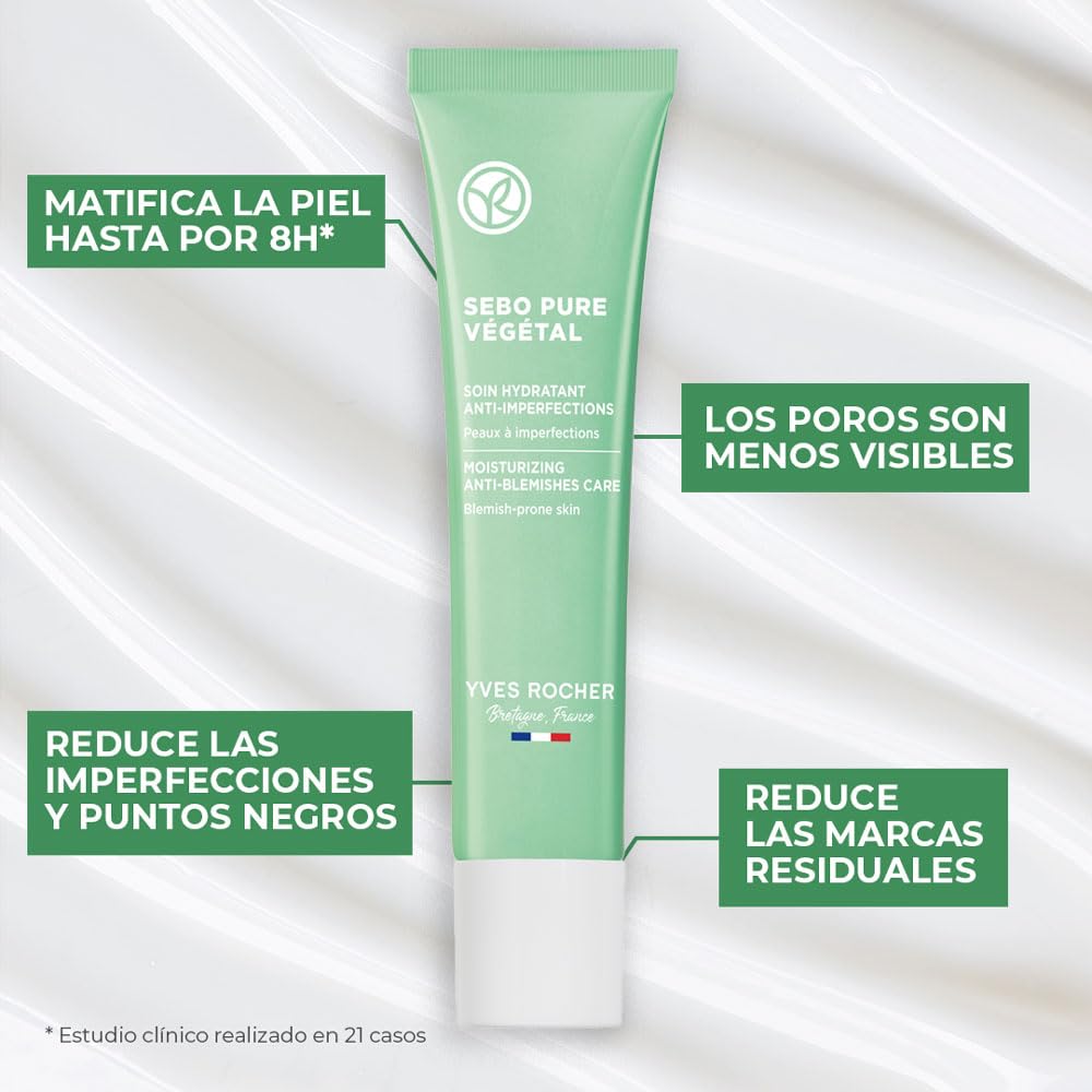 Sebo Pure Vegetal SOS Spot Moisturizing Cream for Blemish Prone Skin - 40 ml | Acne Treatment