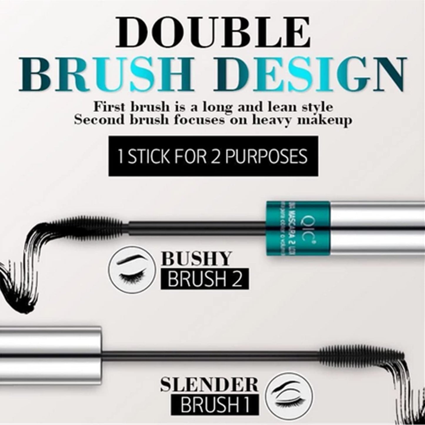 2 Pack Lash Cosmetics Mascara 5x Longer Lash Mascaras, 2 in 1 Black Mascara Waterproof Volume and Length Eye Cosmetics, Long-Lasting Natural Liquid Eyelash Mascaras Black Makeup