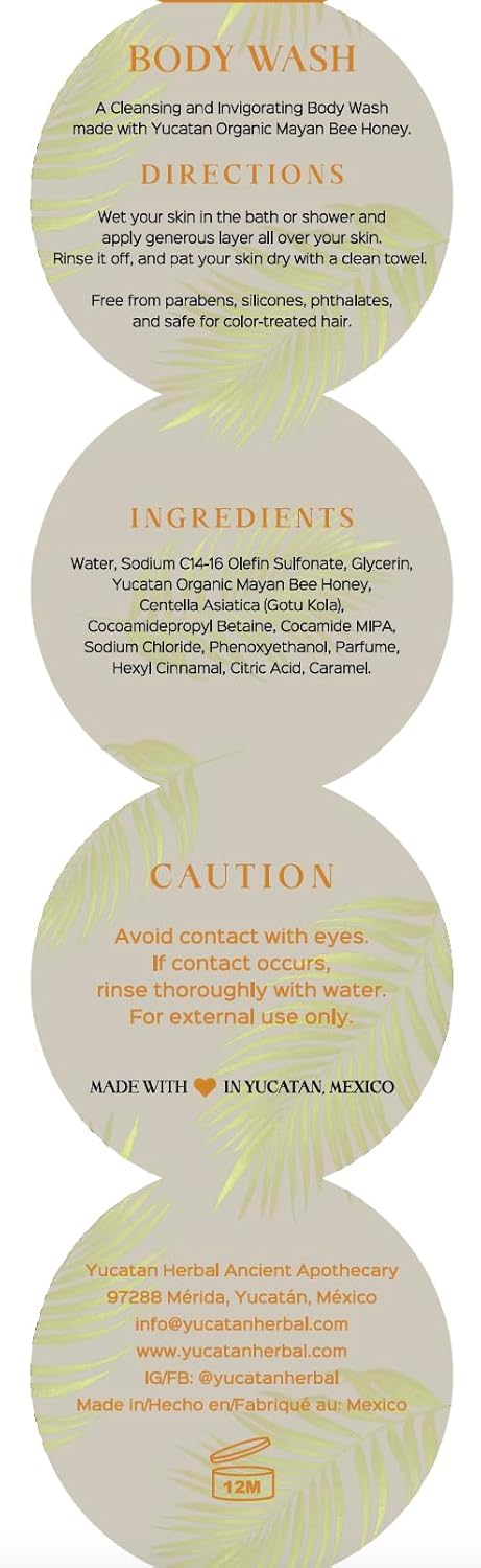 Mayan Bee Honey Body Wash - Natural Herbal Cleanser for Glowing Skin