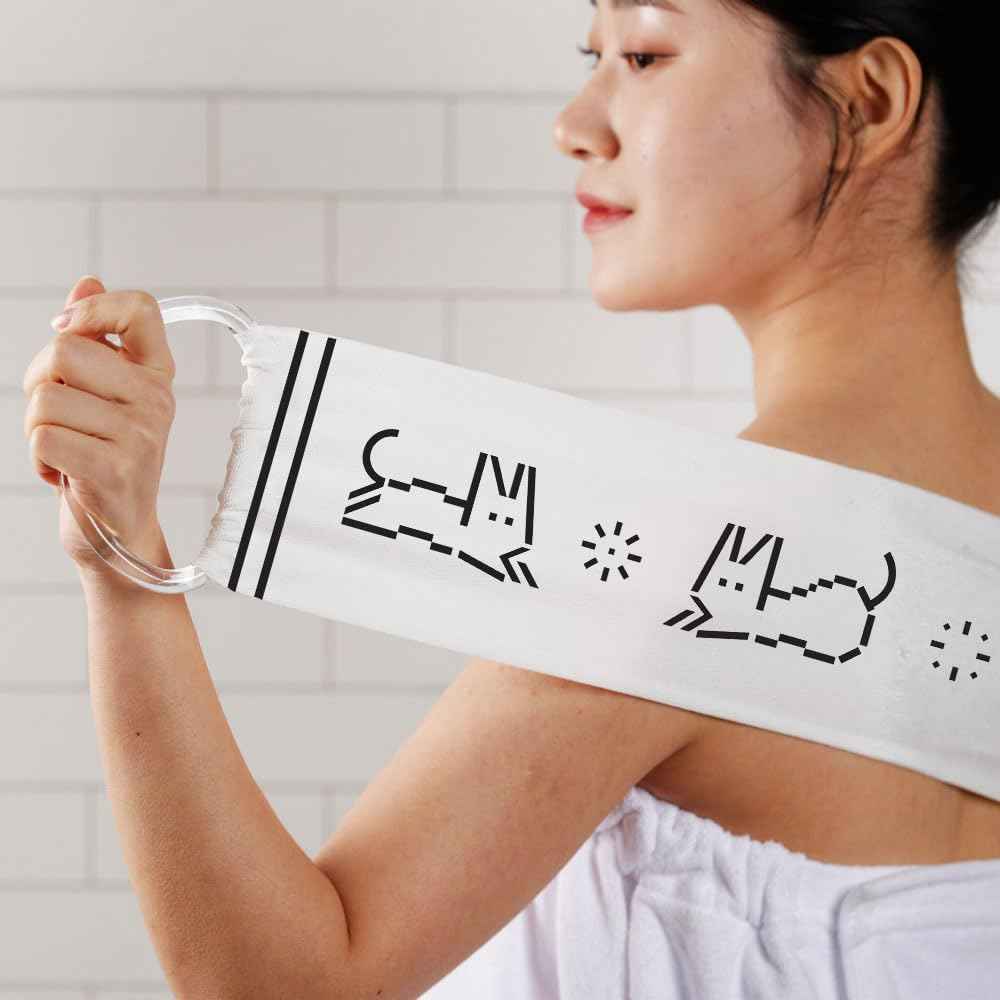 Ttaemigo Exfoliating Shower Towel for Back Scrub - ttaemigo is a Premium exfoliating wash Cloth Made from The Secret Exfoliation Method of The Korean Royal Family. (White)