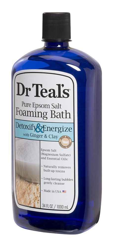 Dr. Teal's Ginger & Clay Foaming Bath Gift Set (2 Pack, 34oz Ea.) - Detoxify & Energize Ginger & Clay Blended with Pure Epsom Salt - Essential Oils Remove Toxins & Relieve Daily Stress