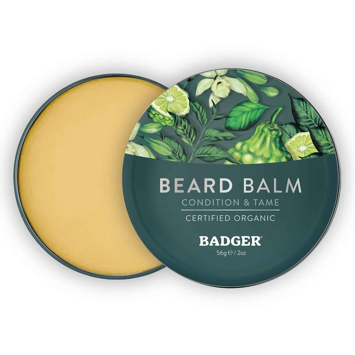 Badger Organic Beard Balm - Leave-In Conditioner, Styling & Moisturizing Treatment for Facial Hair & Mustache, 2 oz