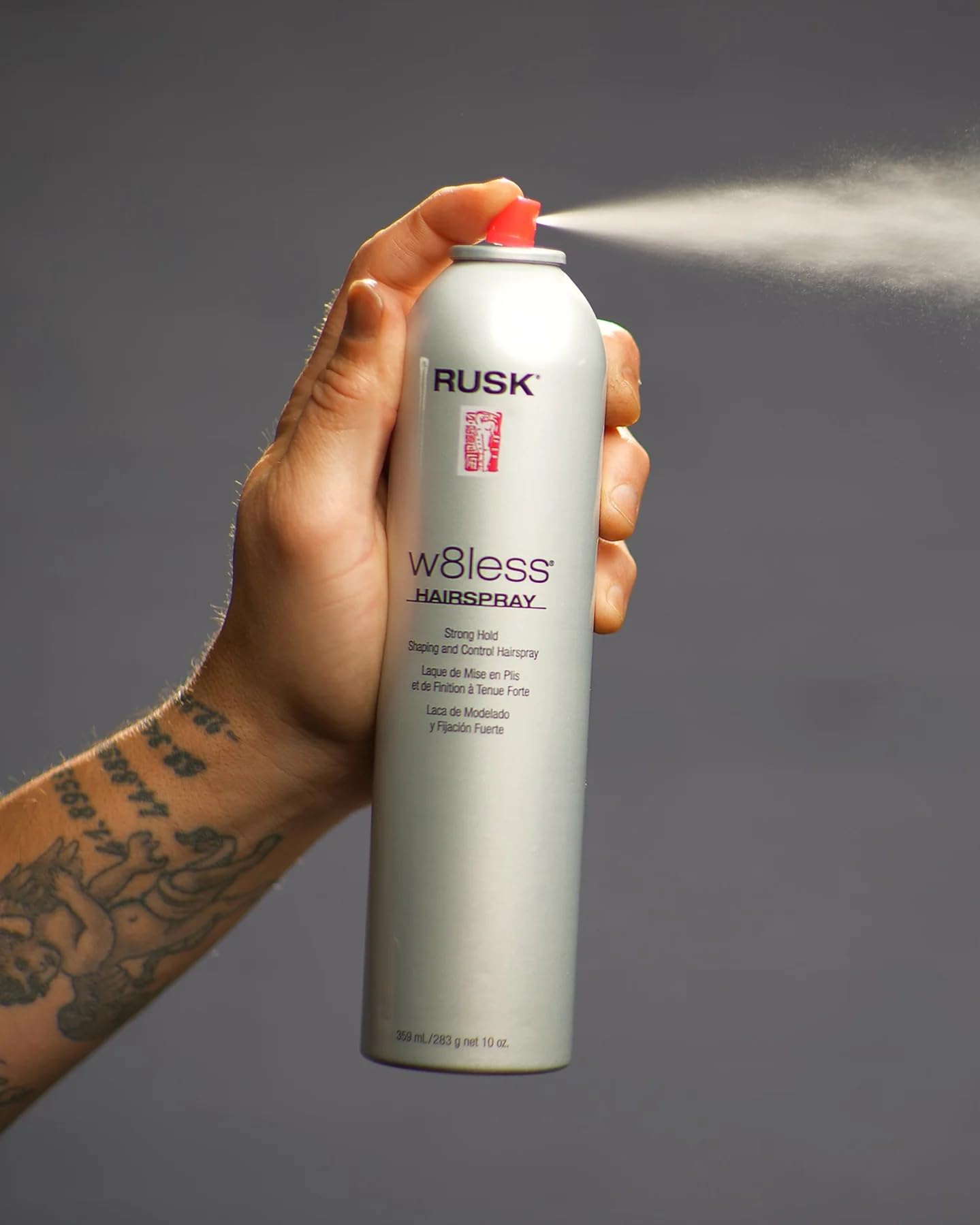 RUSK W8less Strong Hold Shaping And Control Hairspray, Provides Natural Texture and Long Lasting Support, 80% VOC, 10 oz