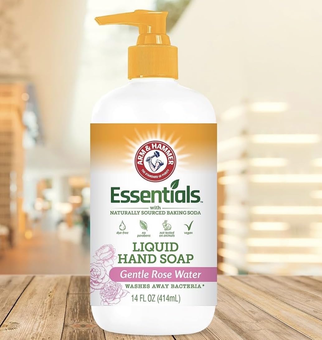 Arm & Hammer 6 Pack Liquid Hand Soap for Skin Cleaning - Cleanser for Kitchen & Bathroom with Gentle Rose Scent - Natural Hand Soap Cleanses, Softens 14 FL Oz (414ml)