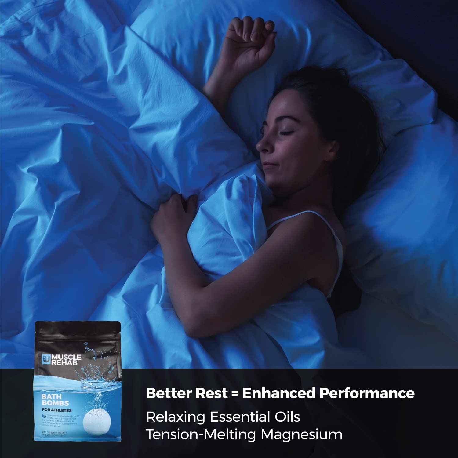 Muscle Rehab Epsom Salt Bath Bombs with Arnica (4 Pack) | Magnesium Recovery Soak for Sore Muscles, Post-Workout Relief & Relaxation | Eucalyptus, Turmeric & Clary Sage Essential Oils