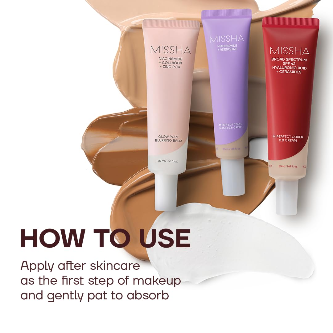 MISSHA M BB Boomer Primer for Face I Creamy-Soft, Illuminating Makeup Primer for Dewy Finish, Hydrating Radiant Cream, Moisturizing Makeup Base, Glass Skin, 1.35 Fl oz/40ml