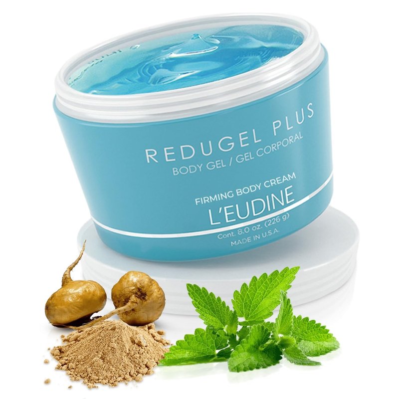 L’EUDINE Redugel Plus Skin Tightening Cream for Body – Belly Firming Cream with Mint Oil, Field Horsetail, Marine Algae & Maca Extract - Skin Firming and Tightening Lotion, 8 Oz