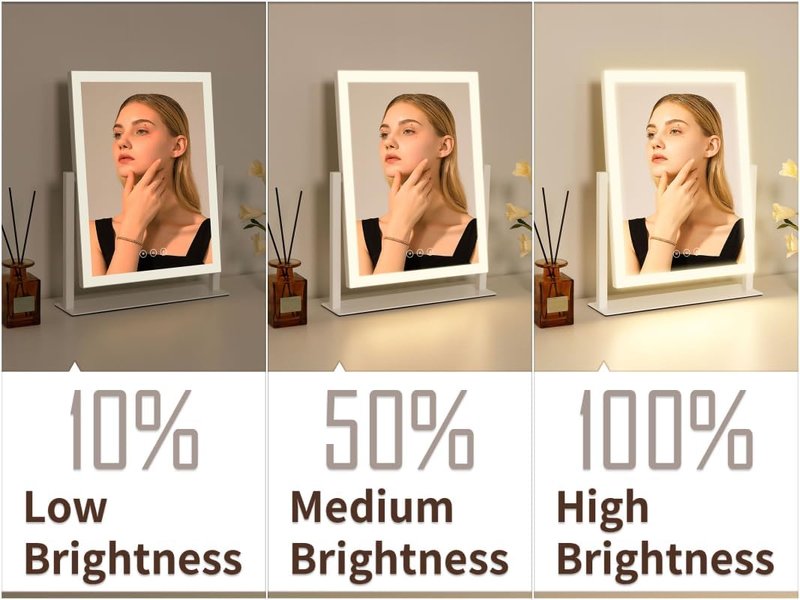 Lighted Vanity Mirror - Makeup Mirror with Dimmable Lights & 3 Color Modes | 16.7" x 13.2" for Dressing Room & Tabletop