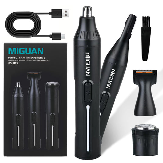 Fululuer Nose Hair Trimmer for Mens and Women | Rechargeable 4-in-1 Ear, Nose, Eyebrow & Beard Trimmers | 8500 RPM | USB Charging | Washable, LED Indicator (Matte Black)
