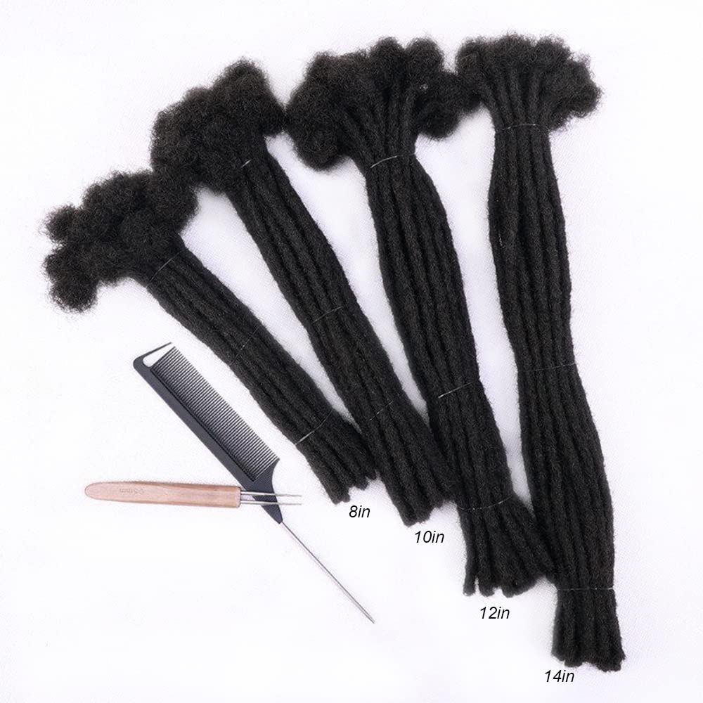 100% Human Hair Dreadlock Extensions - 10 Inch, 30 Strands, Natural Black | Handmade, Dyeable & Bleachable