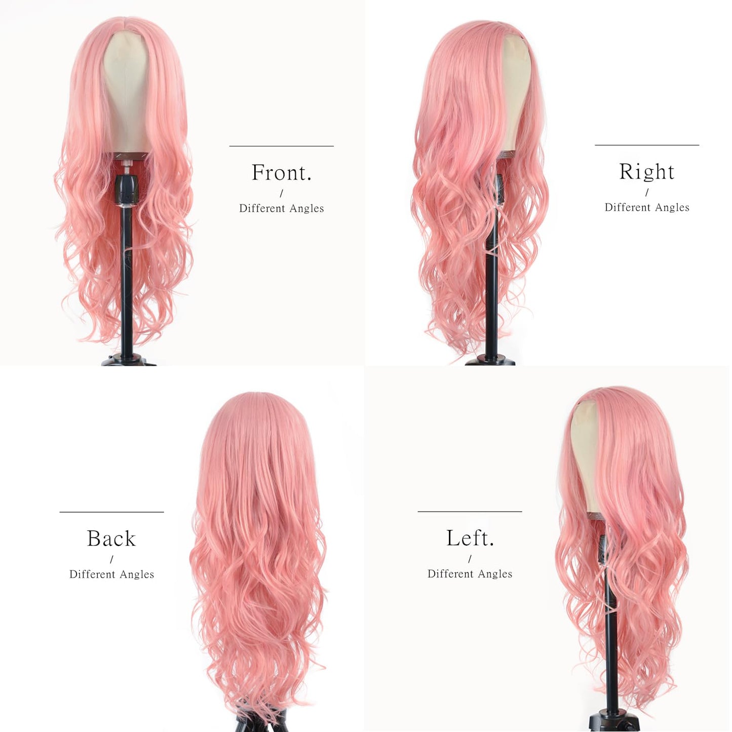 BrittyHair Pink Wigs for Women 26 Inch Long Pink Wavy Wig Natural Looking Middle Part Curly Wig Heat-resistant synthetic fiber wigs for Daily Wear Cosplay and Halloween