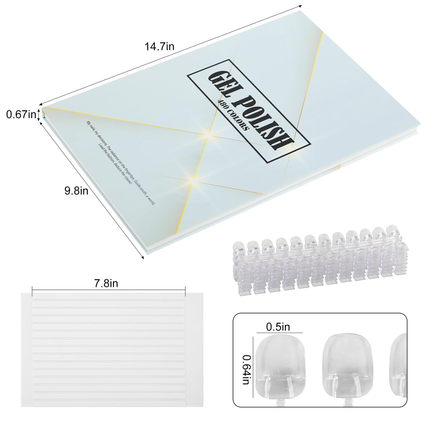 C12rtive 480 Nail Swatch Book,Professional Nail Polish Chart Book with 600 Practice Tips & 1-500 Number Labels, Pre-Numbered Slots,Perfect for Salons and Home Use(Starry Sky)