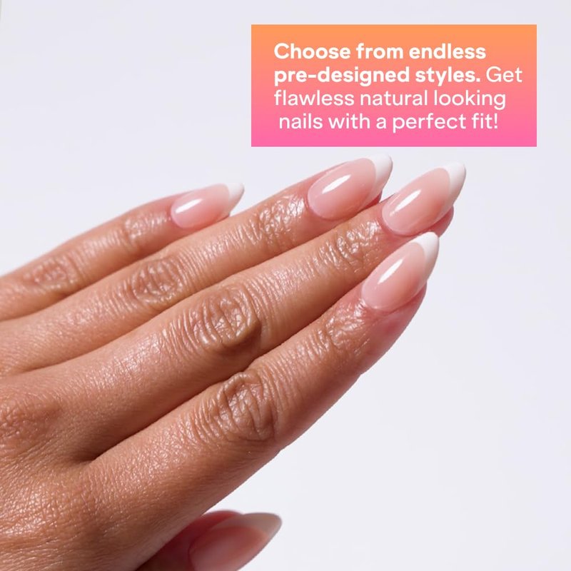Press On Nails | Medium Oval Shape Fake Nails with Glue & File - Rainbow Orbit Design