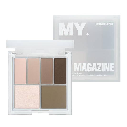 CHOSUNGAH BEAUTY My Magazine Eyeshadow Palette - Cool Mauve Brown, 5 Shadows, All-in-One Matte, Shimmer & Glitter Multi-Texture Palette for Chic Daily & Trendy Looks, 0.25oz