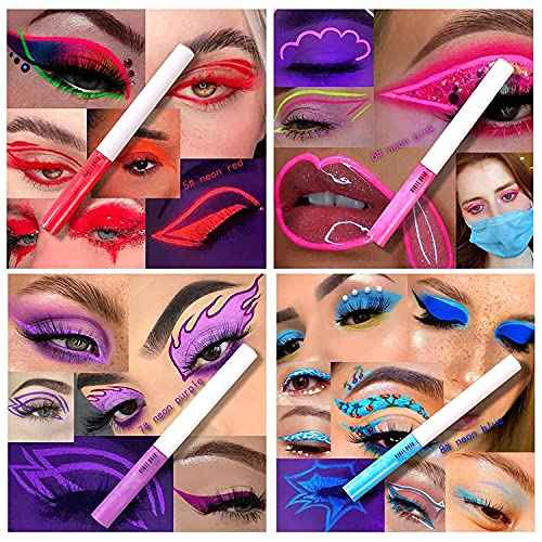 MAEPEOR Matte Liquid Eyeliner Set 8 Colors High-Pigmented Fluorescent Eyeliner Waterproof & Smudgeproof Neon Body Face Paint Makeup for Daily Wear and Halloween Christmas (Neon, Set 0802)